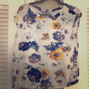Sunflower blue and white floral blouse